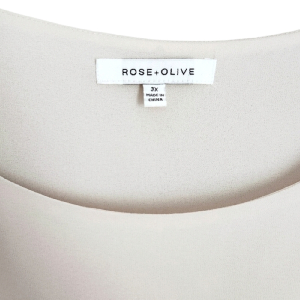 Rose & Olive Tiered Chiffon Pleated Bell Sleeve Blouse  | 3X - Picture 4 of 6